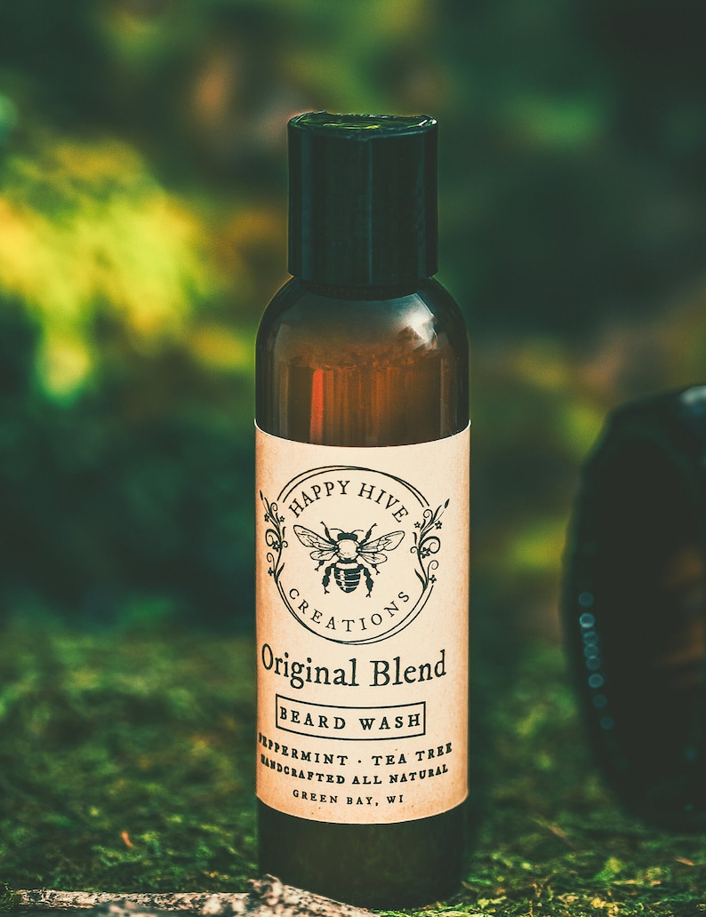 Beard Wash Original Scent Tea Tree & Peppermint Cold Pressed Oils All natural Conditioning Beard Care image 1