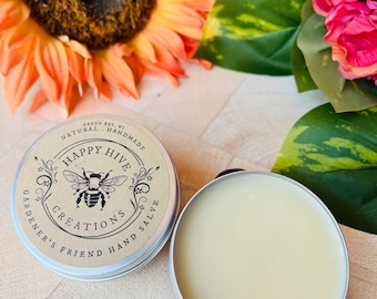 Gardener's Friend Hand Salve-  All Natural,  Beeswax Balm, Hand Repair, Dry Hand Repair, Cracked Skin Help, Fast Relief, Soothing