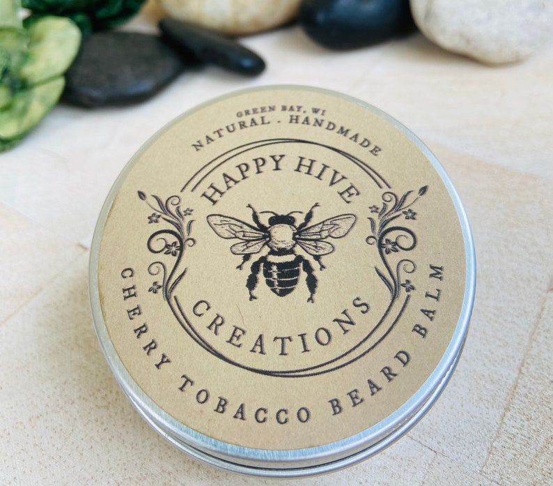 Beard Balm Natural ingredients Happy Hive Skincare Beeswax Butter Balm Conditioning and Nourishing Beard Care image 3