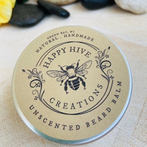 Beard Balm - Unscented All Natural Ingredients - Beeswax Butter Balm - Conditioning & Nourishing Beard Care