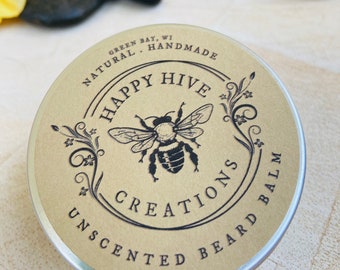 Beard Balm - Unscented All Natural Ingredients - Beeswax Butter Balm - Conditioning & Nourishing Beard Care
