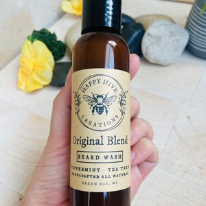 Beard Wash Original Scent Tea Tree & Peppermint Cold Pressed Oils All natural Conditioning Beard Care image 3