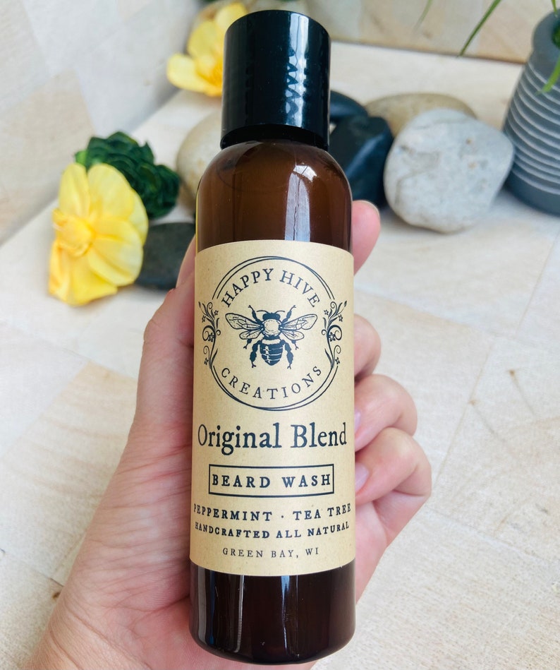 Beard Wash Original Scent Tea Tree & Peppermint Cold Pressed Oils All natural Conditioning Beard Care image 3