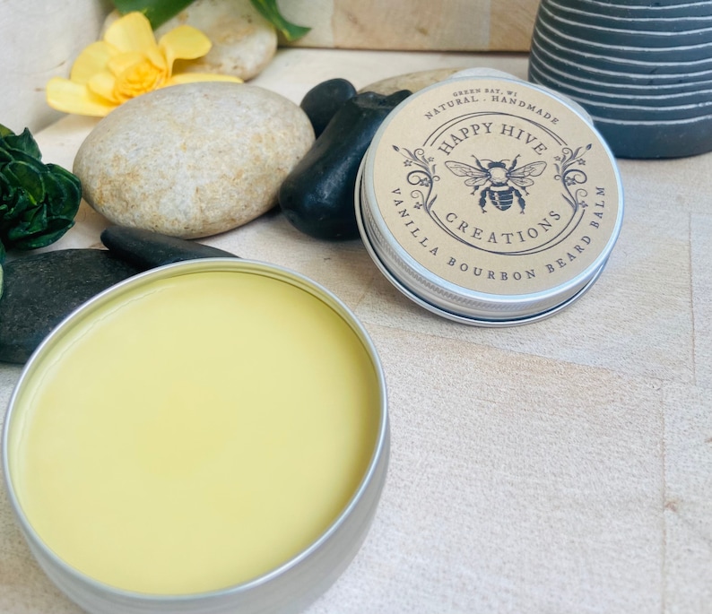 Beard Balm Natural ingredients Happy Hive Skincare Beeswax Butter Balm Conditioning and Nourishing Beard Care image 2
