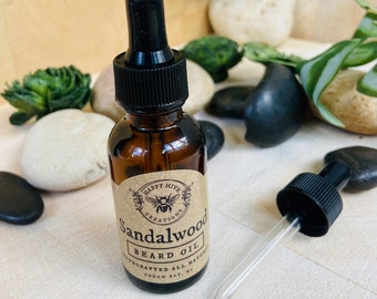 Beard Oil - Sandalwood - Cold Pressed Oils - All natural - Happy Hive Grooming - Conditioning and Nourishing Beard Care