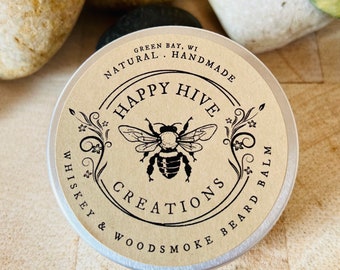 Beard Balm - Whiskey & Woodsmoke - All Natural Ingredients - Beeswax Butter Balm - Conditioning and Nourishing