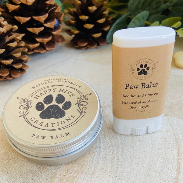 Paw Balm - All natural ingredients - Happy Hive Pet Care - Homeopathic - Beeswax & Lavender Paw Wax - Paw Protector - Conditioning Paw Care