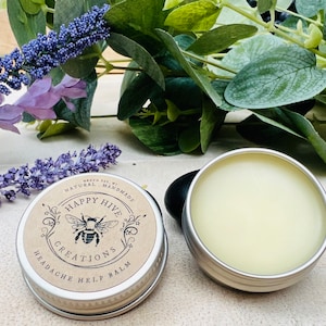 Headache Help Balm - Migraine - Tension Headache - Stress Headache- Natural Headache Aromatherapy - Aromatherapy Salve - Travel Size