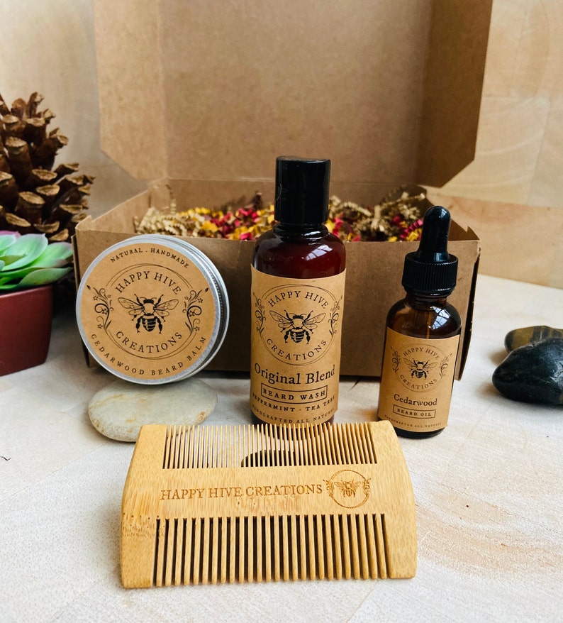 Ultimate Beard Care Kit-Beard Balm Beard Wash, Beard Oil, Comb Beard Kit Conditioning Beard Care Gift Box image 3