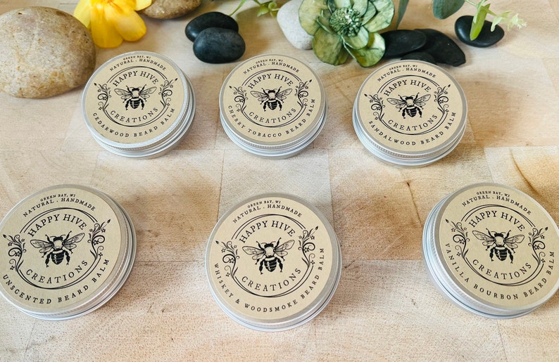 Beard Balm Natural ingredients Happy Hive Skincare Beeswax Butter Balm Conditioning and Nourishing Beard Care image 1