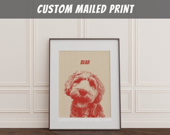 Retrato de mascota de foto, impresión de arte pop, póster de arte de pared personalizado, arte de perro personalizado, retrato de perro personalizado, regalo de cumpleaños, regalo conmemorativo de mascotas