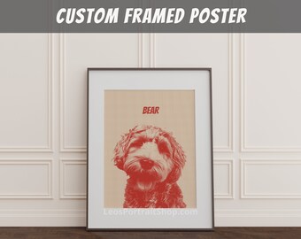 Retrato de mascota de foto, impresión de arte pop, marco de arte personalizado, arte personalizado de perro, retrato de perro personalizado, regalo de cumpleaños, regalo conmemorativo de mascotas