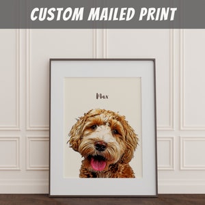 Pet Portrait from Photo, Cartoon Wall Art, Mailed Print, Custom Art Print, Personalized Dog Portrait, Birthday Gift, Pet Memorial Gift