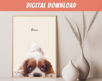 Pet Portrait from Photo, Oil Painting Digital Download, Printable Personalized Dog Portrait, Dog Gift, Birthday Gift, Pet Memorial