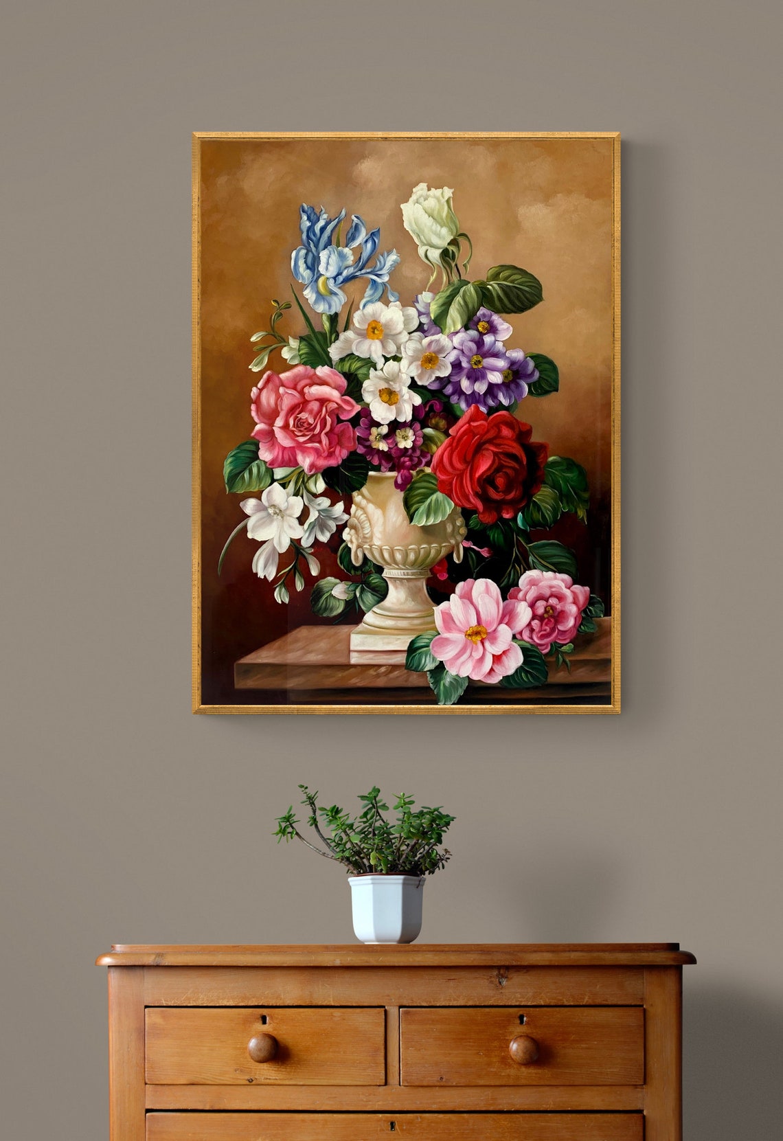 Flower Vase Oil Painting on Canvas Hand Painted Home Etsy