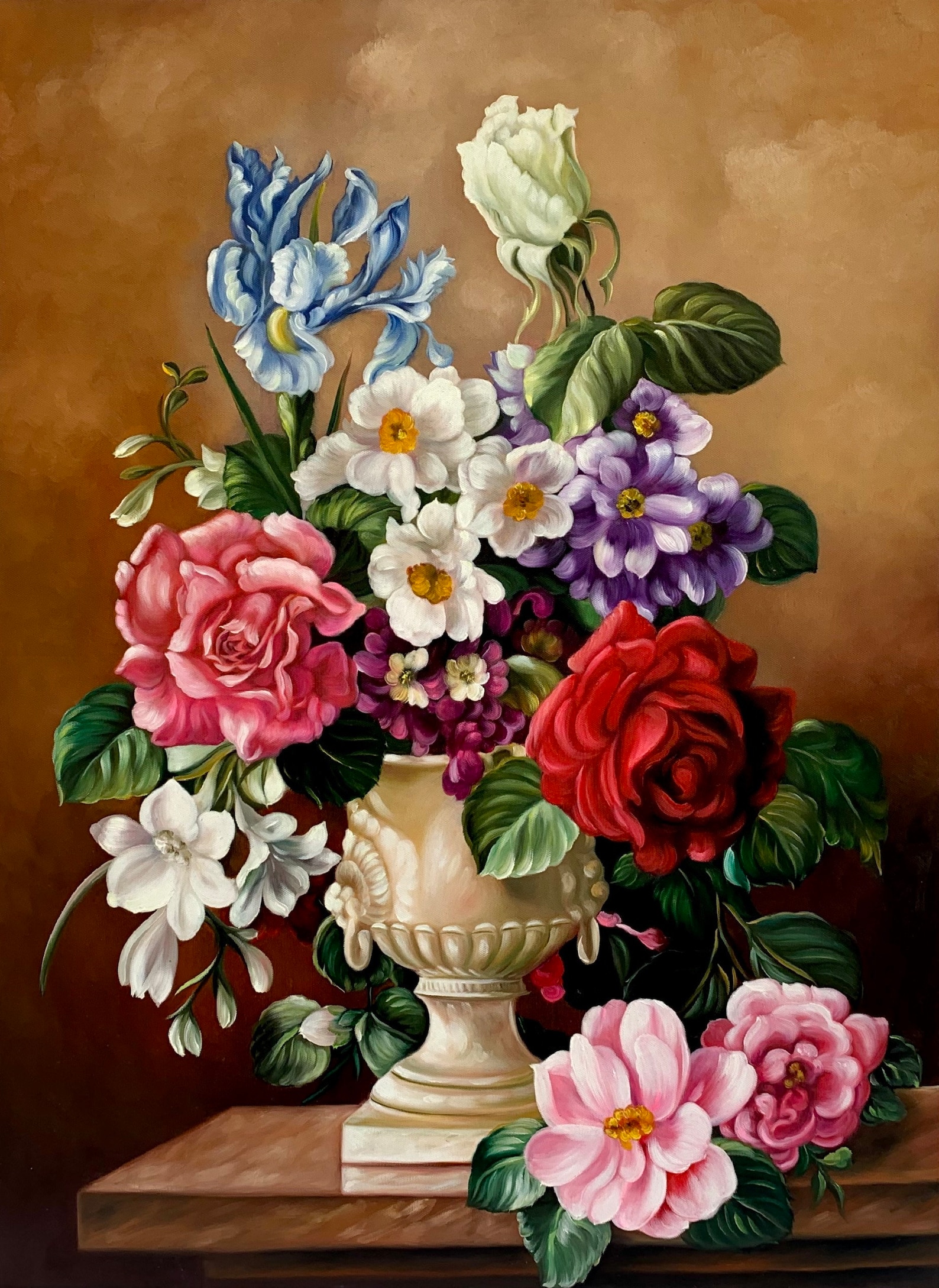 Flower Vase Oil Painting on Canvas Hand Painted Home Etsy