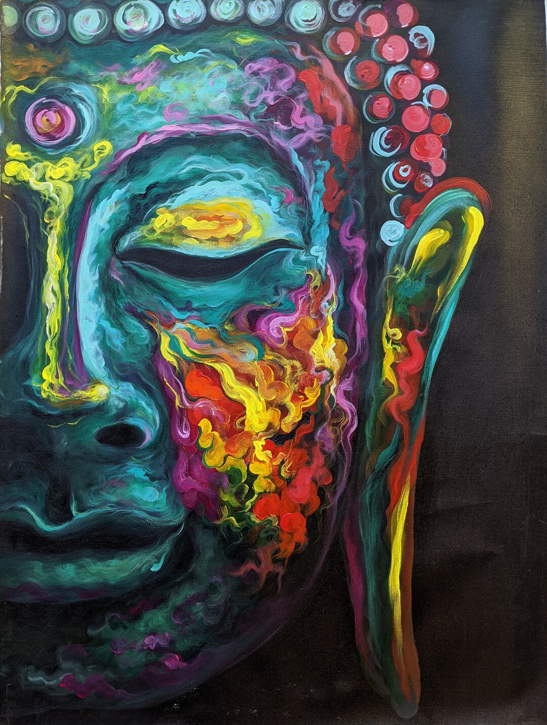 Colorful Buddha Oil Painting on Canvas Hand Painted Home Etsy