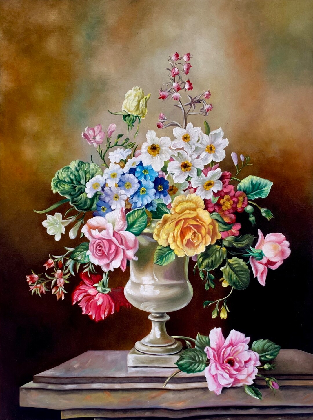 Flower Vase Oil Painting on Canvas Hand Painted Home Etsy