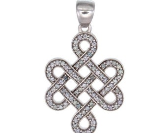Alexandrite Shrivatsa Endless Knot Sterling Silver Pendant