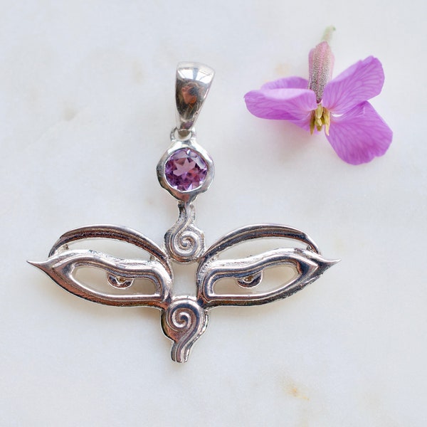 Grateful Dead Eyes of the World Amethyst Sterling Silver Pendant Plus Seva Donation