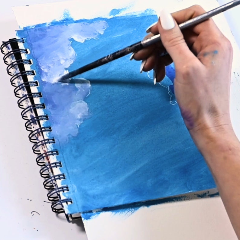 How to Paint Clouds Online Paint Class With Acrylic Paints Blue Sky