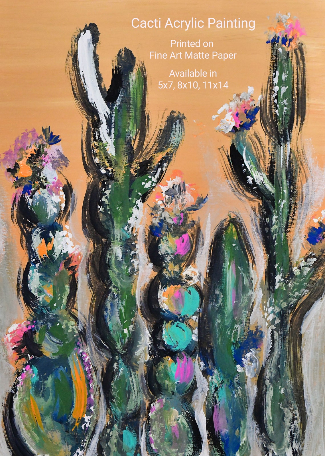 Colorful Cacti Art Print Colorful Boho Southwest Wall Decor Etsy