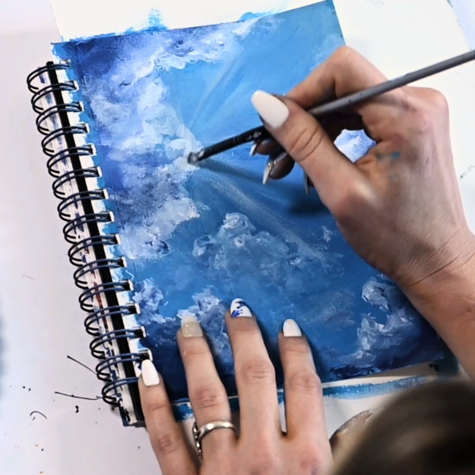 How to Paint Clouds Online Paint Class With Acrylic Paints Blue Sky