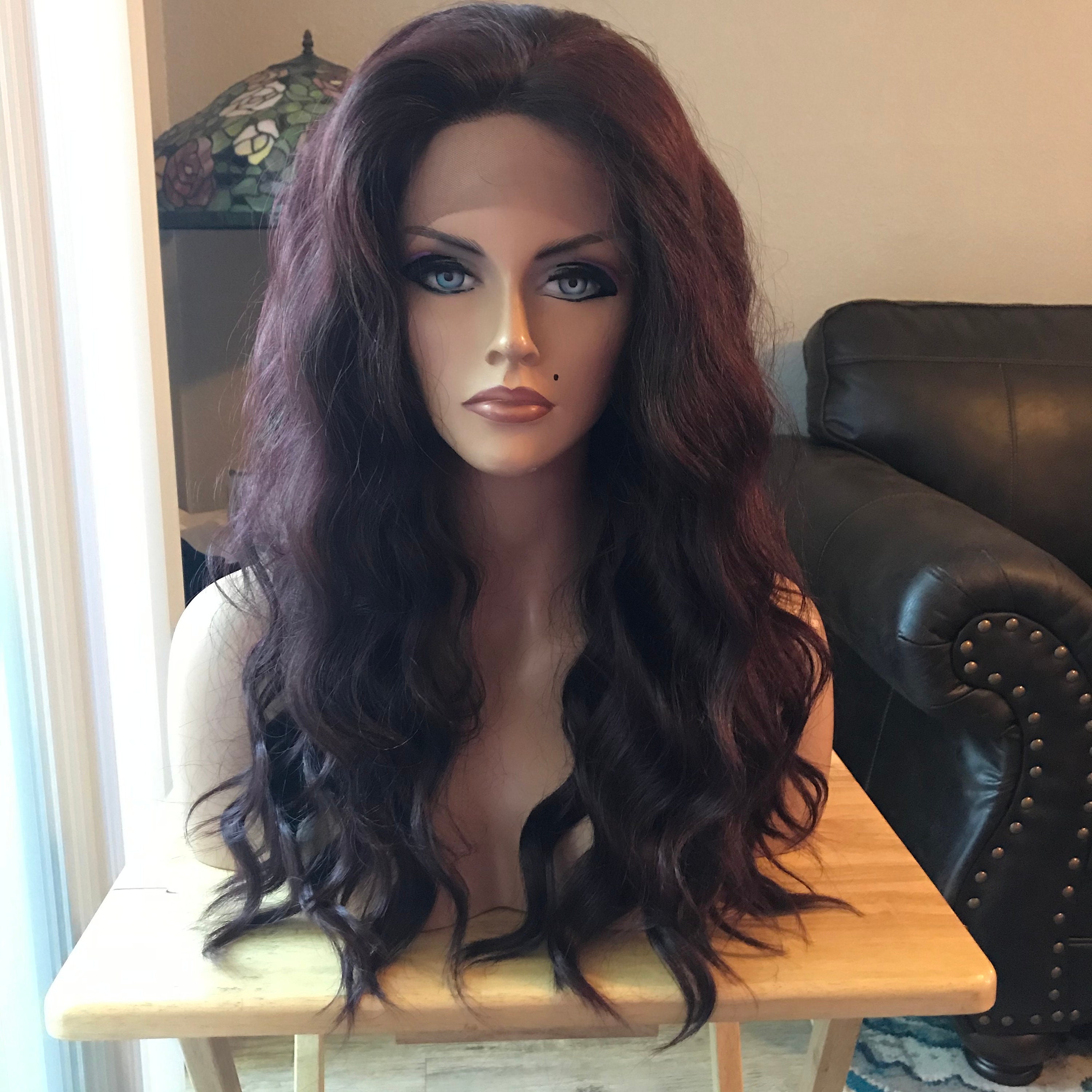 Lace Front Cap Wig High Quality Synthetic Hair Black With Etsy