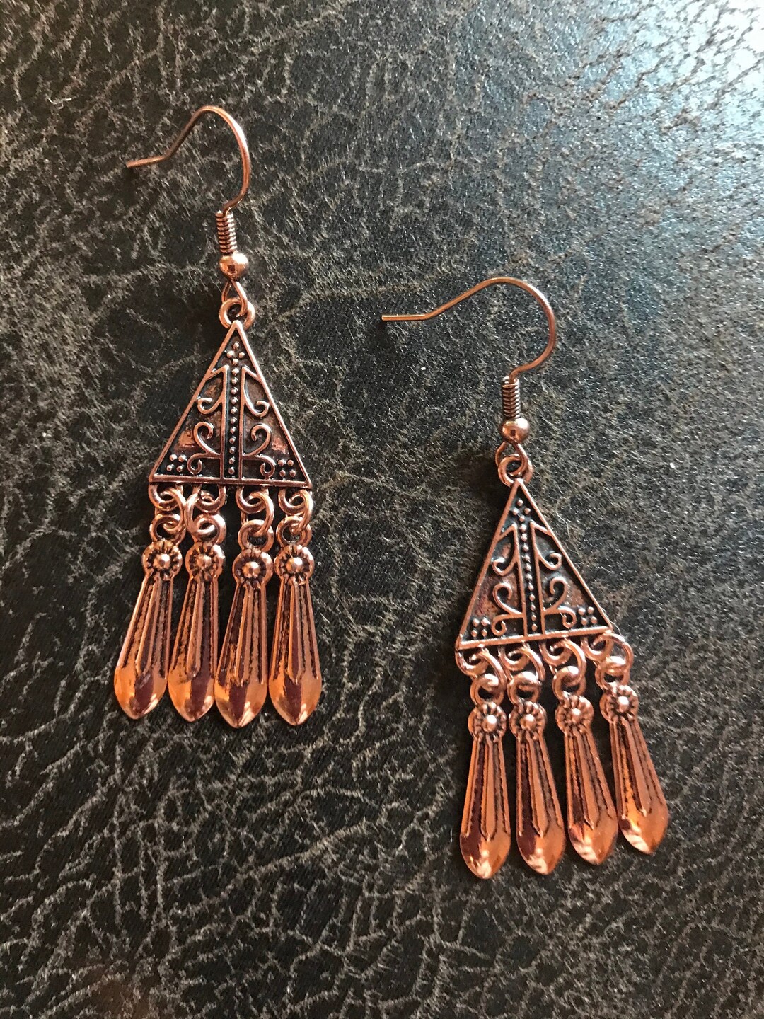 Handmade Copper Finish Drop Earrings Copper Colored Nickel Etsy UK