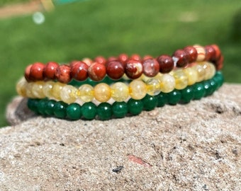 Red Jasper Citrine Emerald Green Jade - Balance Grounding and Revitalizing Pack  HEALING - MALA - BRACELET