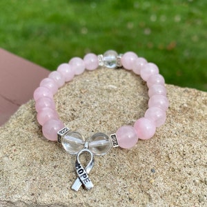 The Rose Quartz Clear Quartz Awareness Bracelet  HEALING - MALA - BRACELET