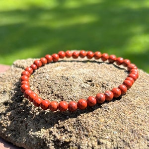 GOLD RED JASPER BRACELET │ Mens Beaded Bracelet │Red Jasper