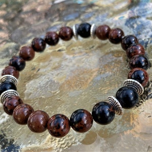 Mahogany Black Obsidian Double Protection Bracelet  HEALING - MALA - BRACELET