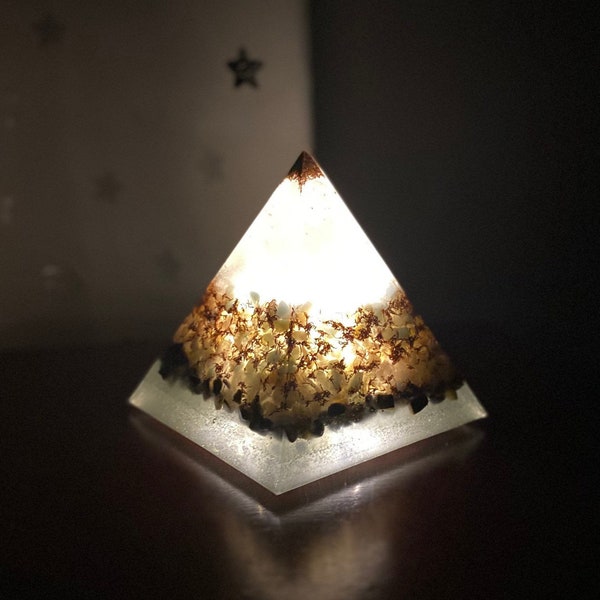 Citrine Amazonite Tigers Eye Black Obsidian Tri-Point Orgonite EMF Protection Healing Energy Meditation Positivity Pyramid – REIKI – HEALING