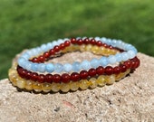 Aquamarine Citrine Carnelian - Courage Creativity and Calming Bracelet HEALING - MALA - BRACELET