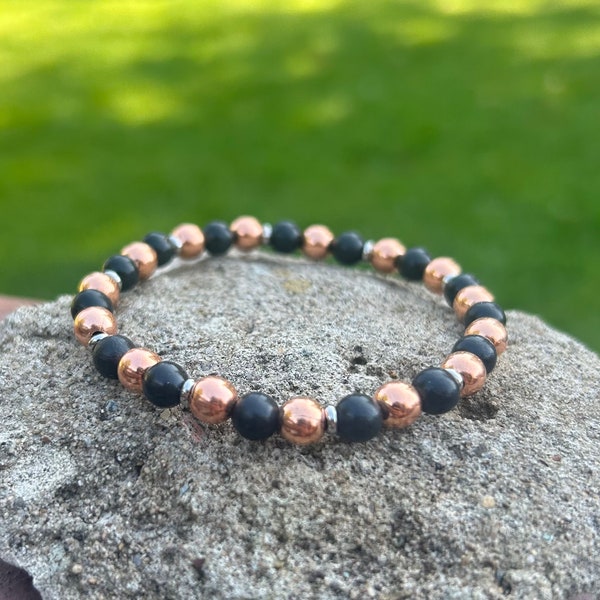 5G EMF Protection Russian Shungite Copper Purification Absorption Protection Bracelet - HEALING - MALA - Bracelet