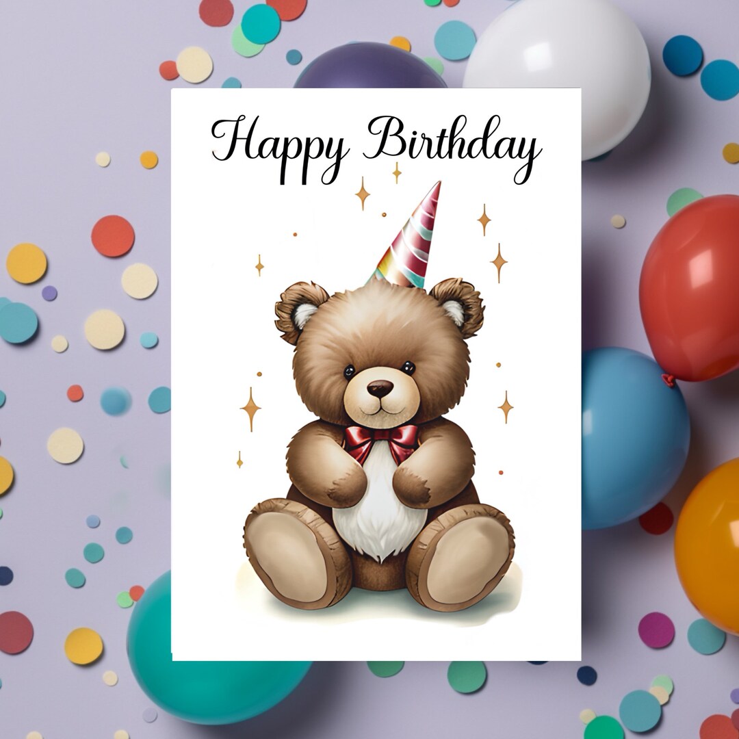 happy birthday teddy bear cards Images High Quality... Teddy Bear Childrens Birthday Card, Personalise Inside of Card and Send ...