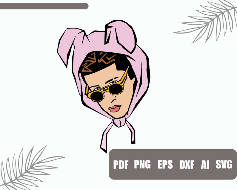 Download 1 Bad Bunny pink sticker rabbit SVG png pdf ai eps dxf bad ...