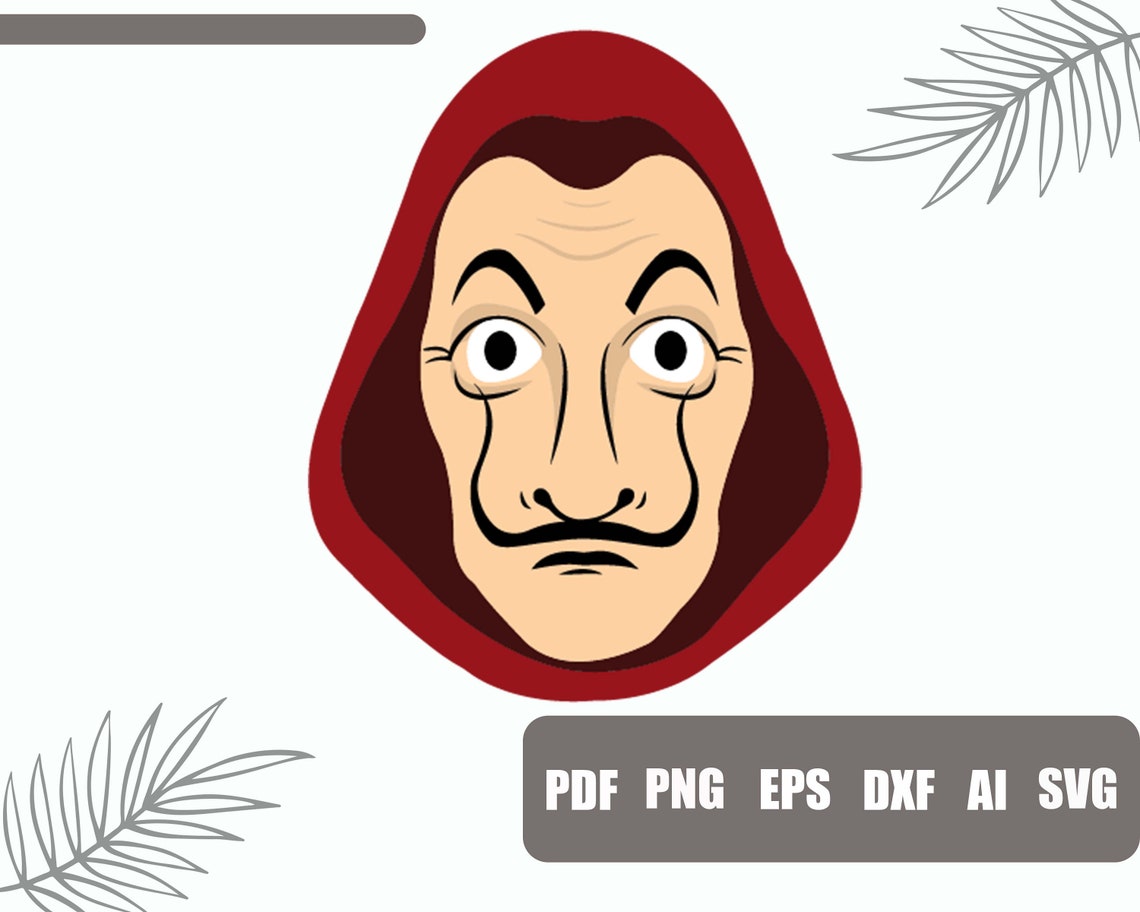 1 Salvador Dali Mask SVG Png Pdf Ai Eps Dxf Lacasa De Papel | Etsy