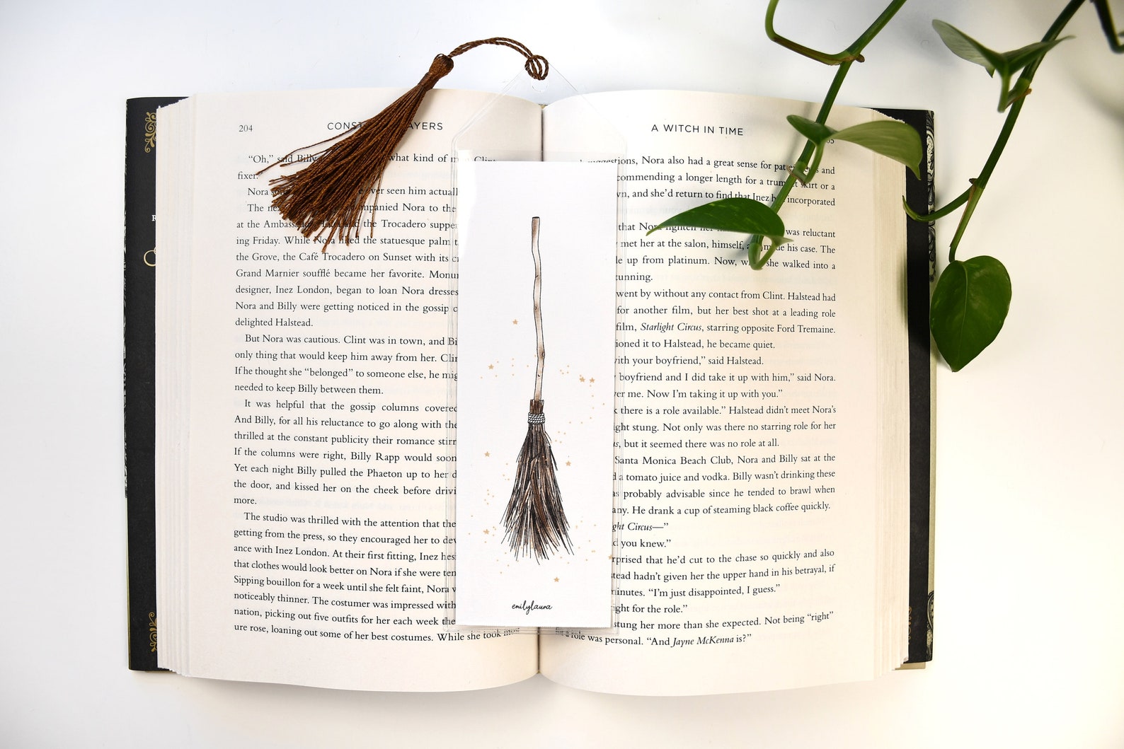 printable witchy witches broom bookmark plastic sleeve etsy