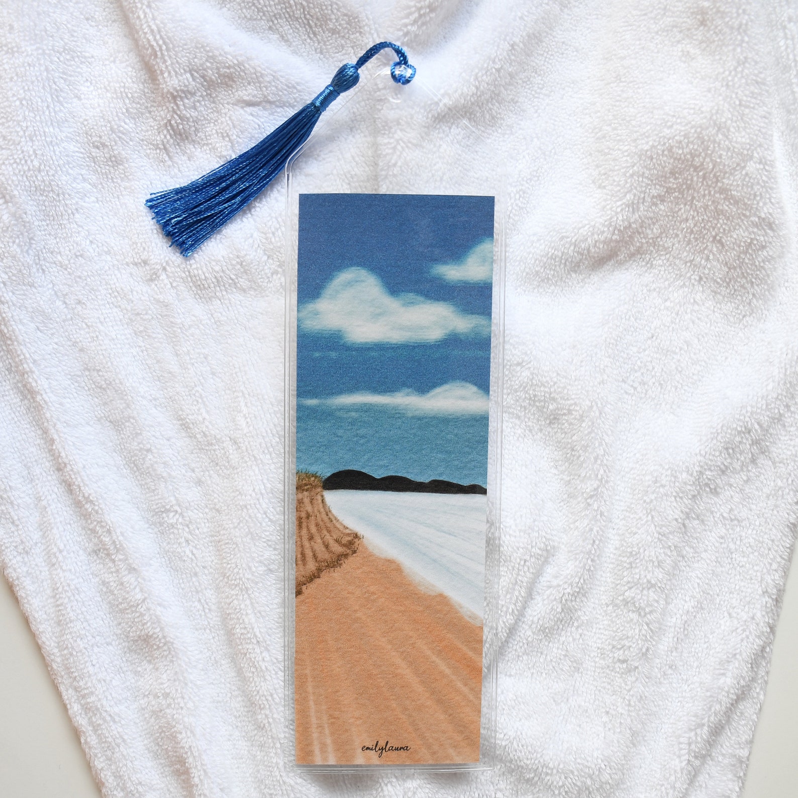 printable beach scene sun clouds bookmark digital etsy