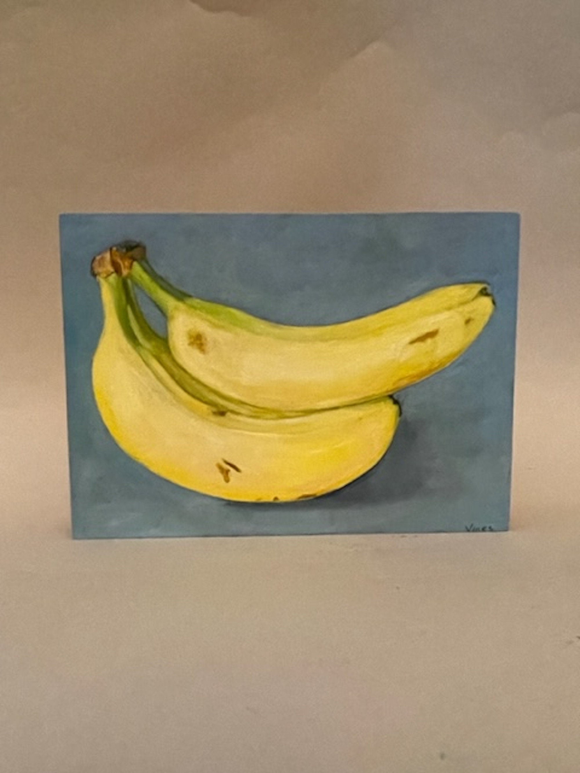 Banana Still Life: Original Oil Painting on Wood (7