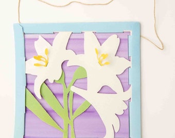 Pre-cut design flower paper kit, Easter crafts, white lily project, Mother's Day gift