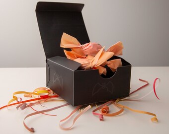 5 Black boxes with embossed bats,  Artist Paper for Halloween and Fall crafts