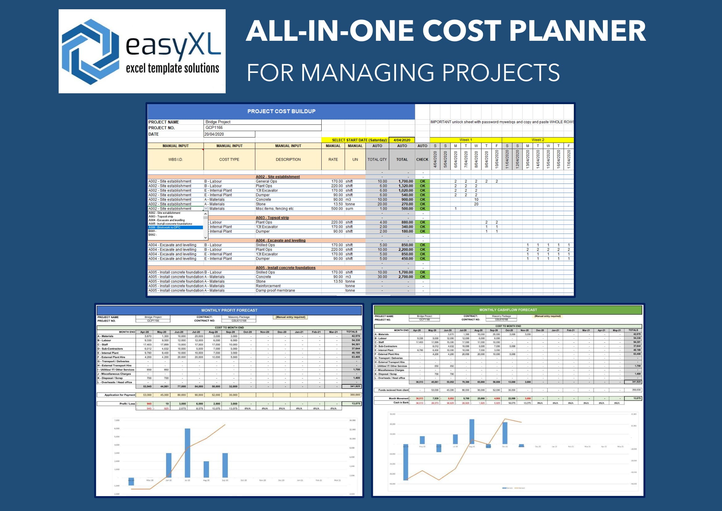 Excel Project Cost Planner / Project Finance Plan / Project Budget Plan