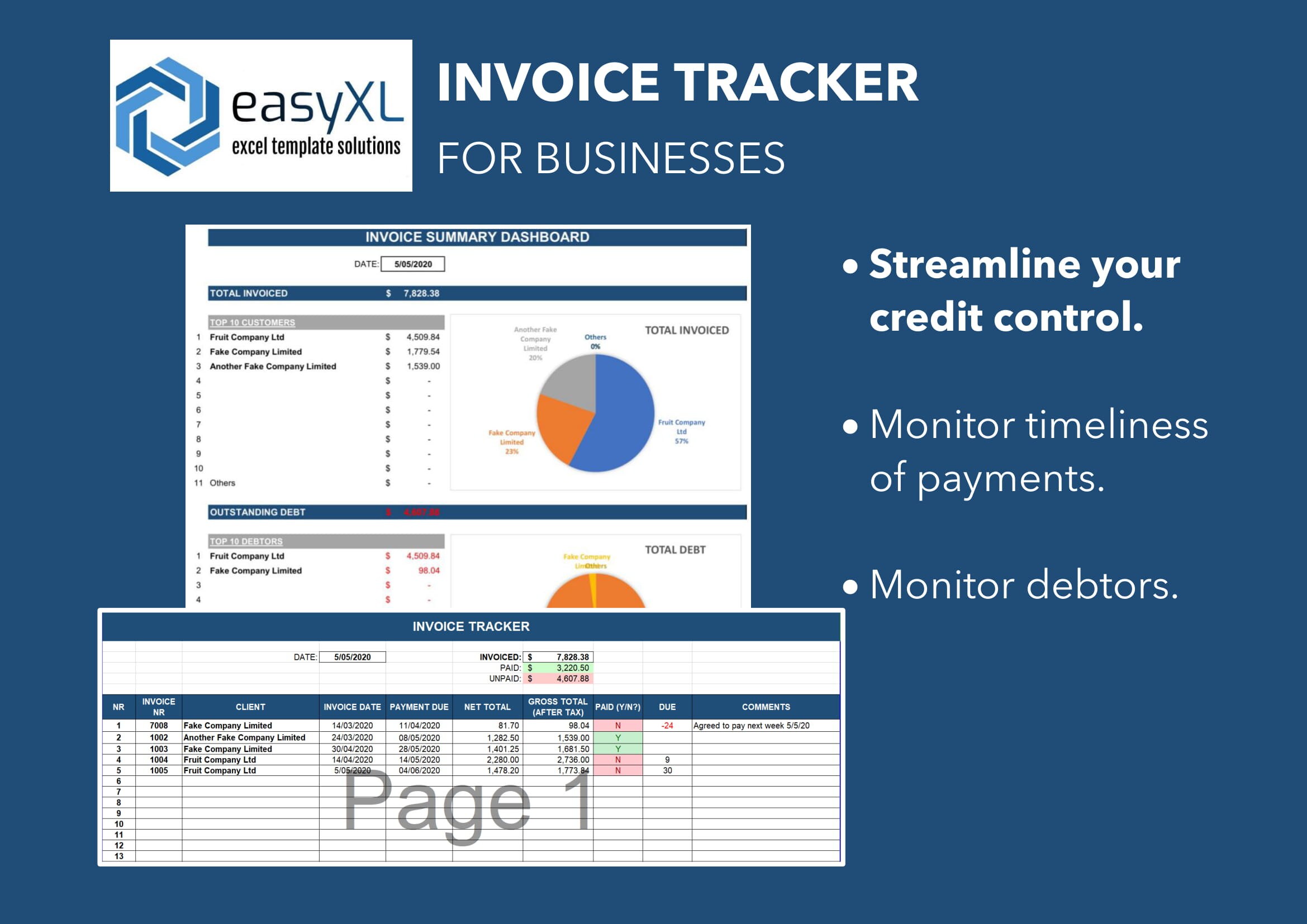 Invoice Tracker Template Excel Spreadsheet / Invoice Schedule Etsy