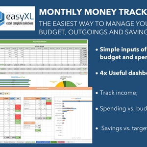 Monthly Budget Tracker / Excel Template / Personal Finance Planner / Savings Tracker / Income Tracker