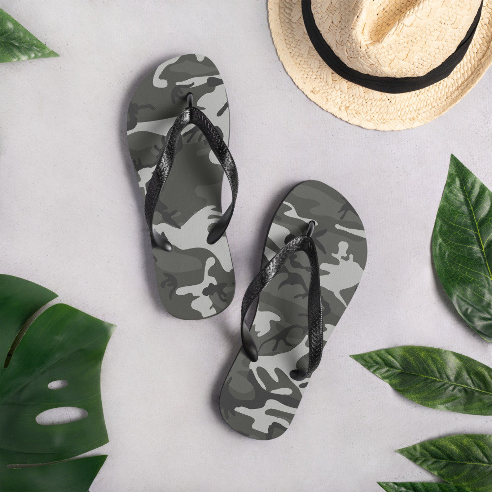 CAMOUFLAGE FLIP FLOPS Sandals for Men and Women Unisex Grey Etsy