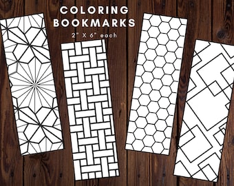 Coloring Bookmark, Printable Bookmarks, Kids Bookmarks, Geometric Bookmark, Geometric Coloring, Coloring Sheet, Digital Download, Color
