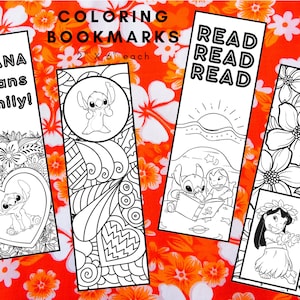 Coloring Bookmark, Printable Bookmarks, Kids Bookmarks, Lilo and Stitch Bookmark, Lilo and Stitch Coloring, Coloring Sheet, Digital Download